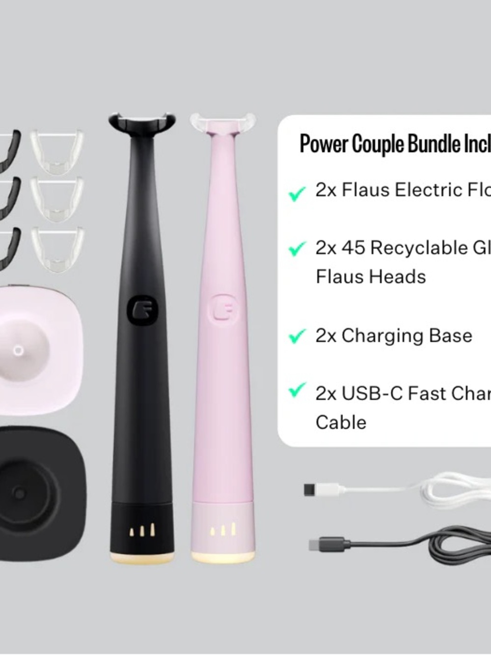 FLAWS Electric Flosser & Travel Case - Pink and Gray Bundle - Picture 3 of 5